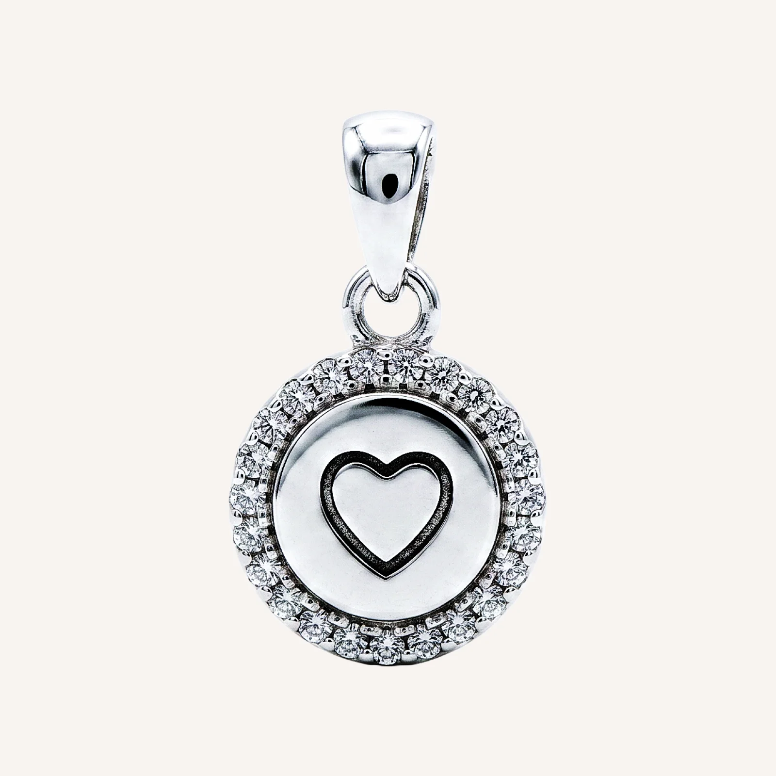 Round Cubic Heart Pendant